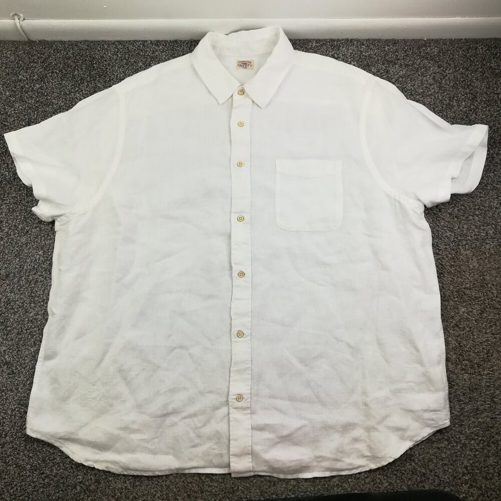 Faherty White Short-Sleeve Linen Button-Down Shirt